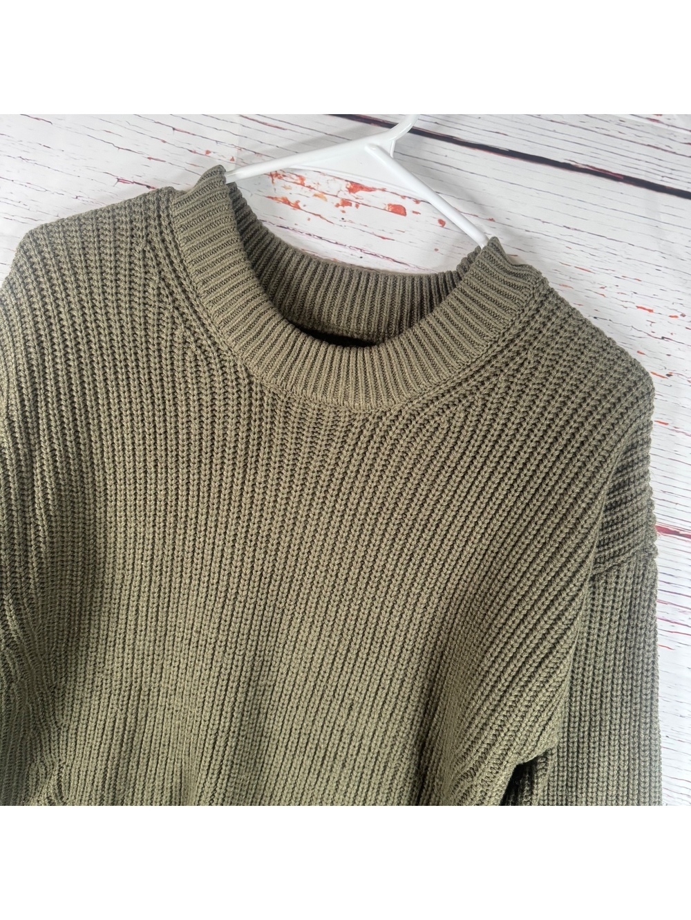 SO Olive Green Chunky Knit Sweater Size Large - Picture 2 of 8